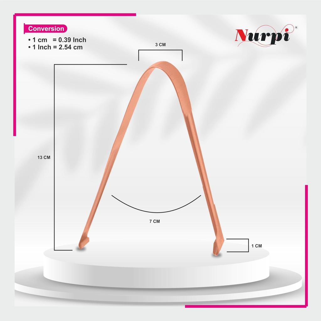 Nurpi copper Tongue Cleaners flat design |Fresh Breath, Improved Taste Sense for adult pack of 1