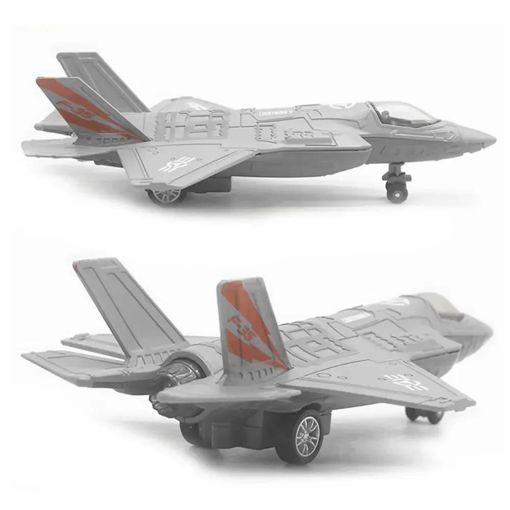 Alloy Large Pull Back F-35 Fighter Aircraft Model Music LED Airplane Toy Gift серый