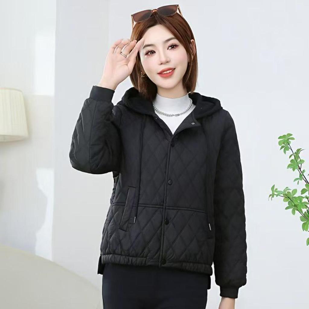 Giacca Autunnale e Invernale a Maniche Corte da Donna, Giacca Calda Leggera con Cappuccio, Felpa Calda Trapuntata Semplice, Abbigliamento Casual da Esterno Autunnale
