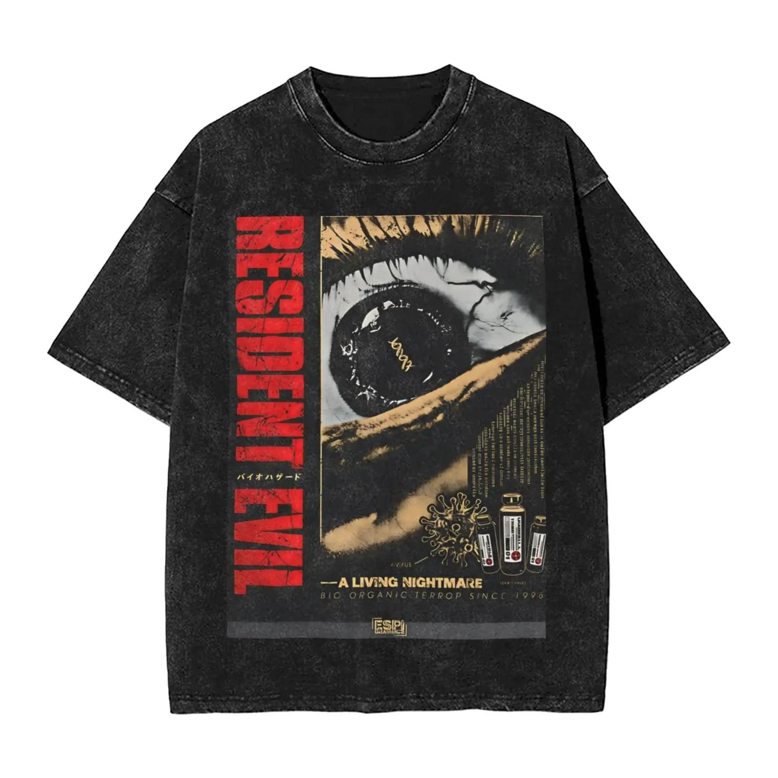 Resident Evil Video Game T-Shirts WASHED COTTON Unisex Graphic Print Tees 2XL