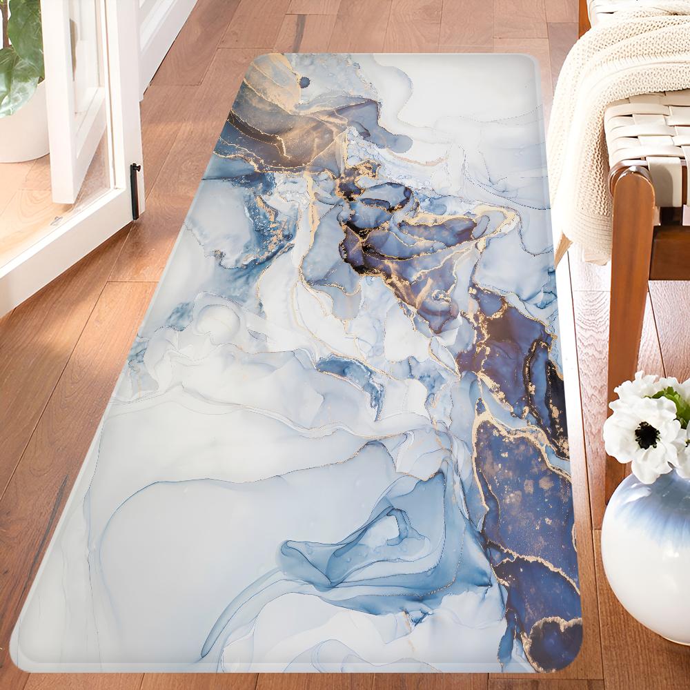 Kolor Niebieski Złoty Biały Marmur Obszar Przedpokój Dywan Antypoślizgowa Mata do Pralni Wystrój Pralni Balkon Dziecko Pokój Dzienny Dywanik do Toalety
