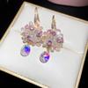 Pink Bubble~ Super Beautiful Zircon Resin Flower Ear Hook French Sweet Versatile Stud Earrings Great Looking Fairy Earrings