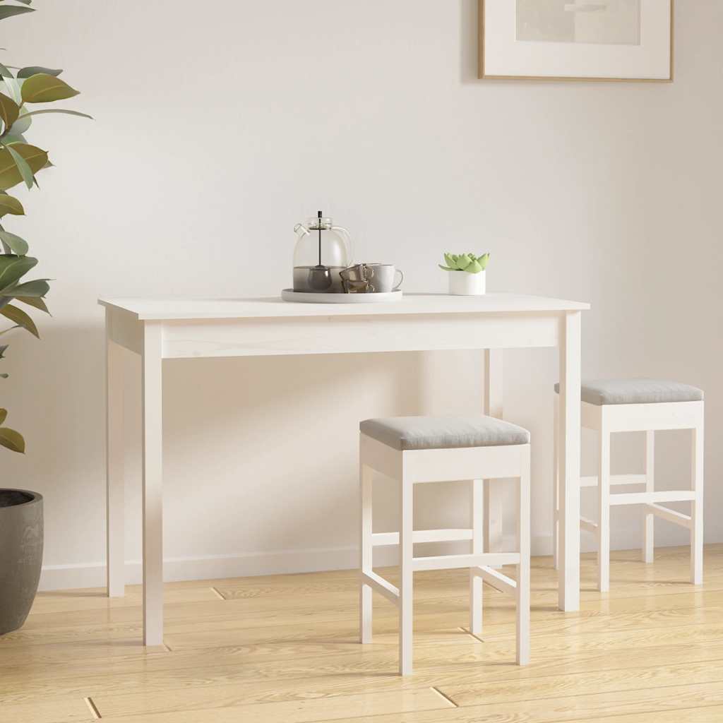Vidaxl Mesa de Comedor, Blanca, 110X55X75 Cm, Madera de Pino Maciza