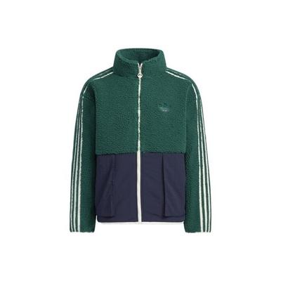 adidas Originals Striped Pocket Fleece-lined Jacket, Unisex, Green