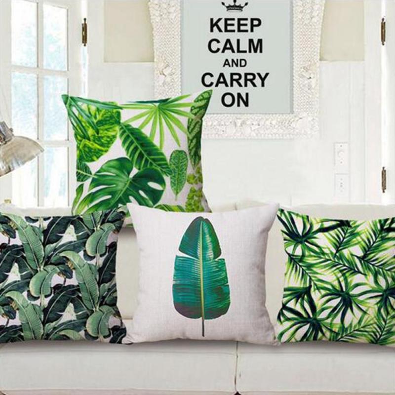Pillowcases Flowers Grass Leaves Pillow Case Cushion Cover Sofa Home Decor