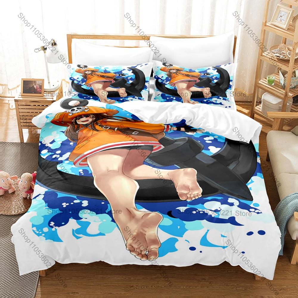 Guilty Gear Strive May Pirate Girl HD Print Bedding Set Duvet Cover + 2 Pillowcases Polyester Gamer Anime Bedroom Decor