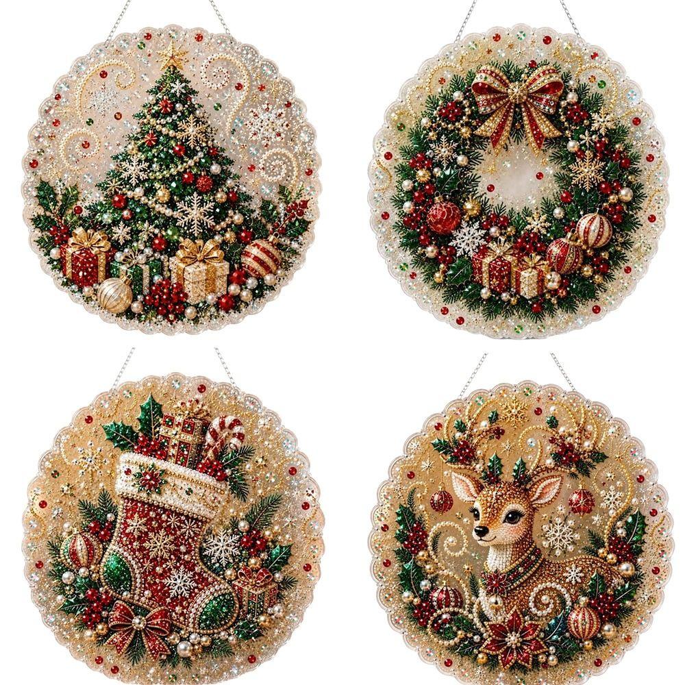 Ornement Suspendu de Noël Rond Board Kit de Peinture Perle Bricolage Artisanat de Fête