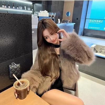 Autumn and Winter Thick Coat Young Environmentally Friendly Fox Fur Coat Short Versatile and Thin Fur Coat Women's Foreign Style Top