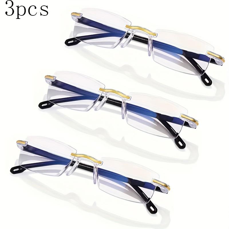 

3pcs Retro Reading Glasses for Men Women Rimless Anti-blue Presbyopic Eyewear Frameless Trimming +1.0 To +4.0 Eyewear +150
