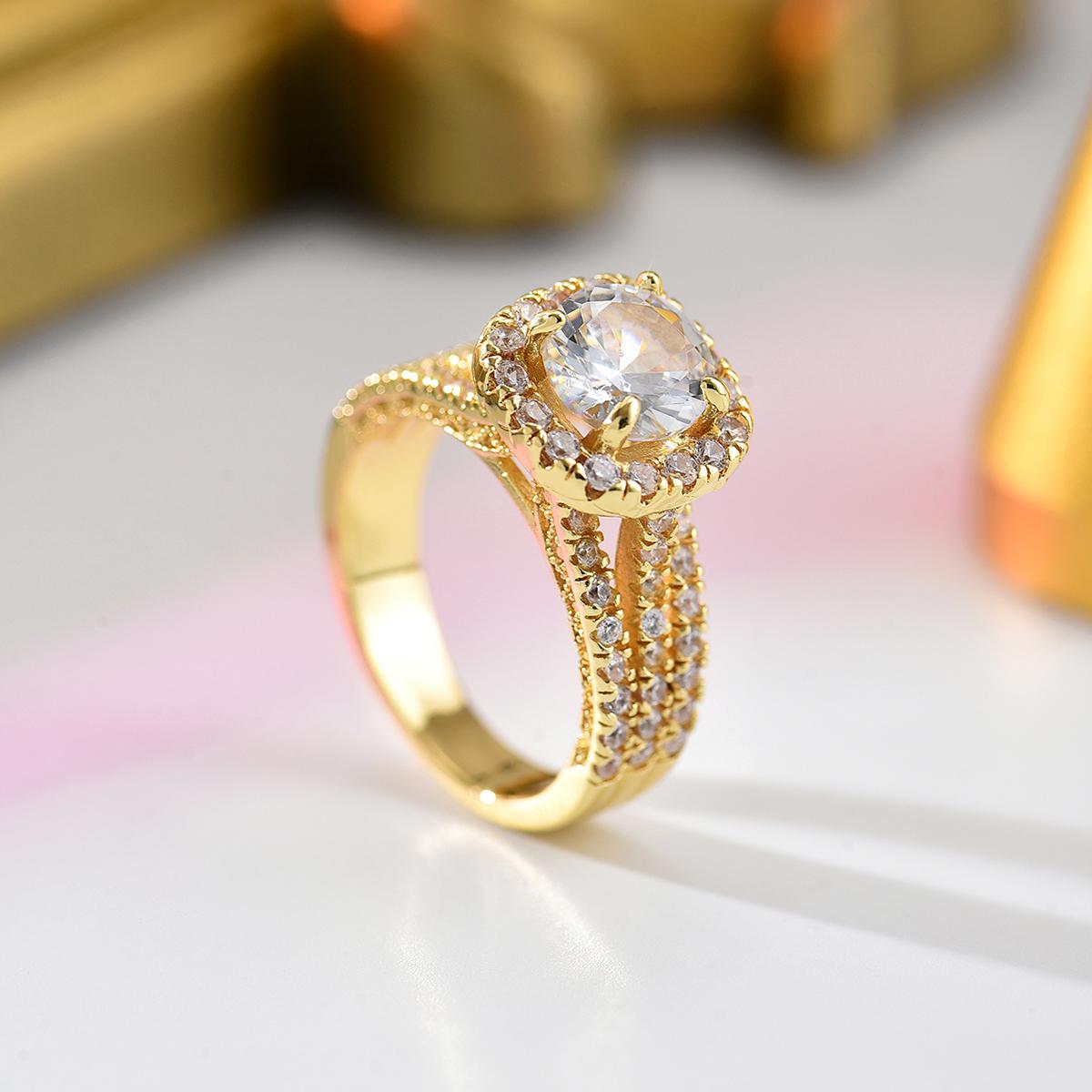 

Fashion Multi-Color Crystal Ring for Women Double Row Paved Zircon Halo Ring Bridal Engagement Wedding Promise Jewelry