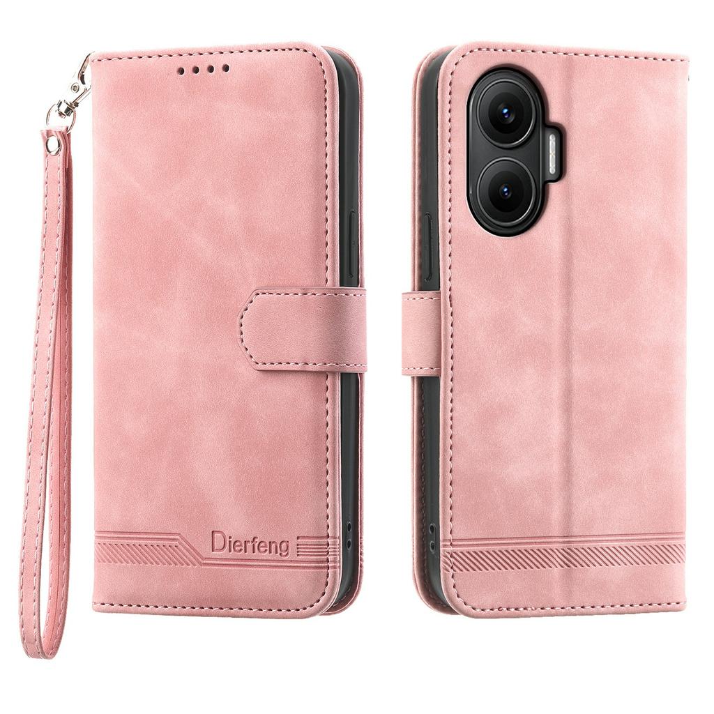 DIERFENG DF-03 For Xiaomi Poco F7 5G/Redmi Turbo 4 Pro 5G Case Lines Imprint Wallet Leather Phone Cover
