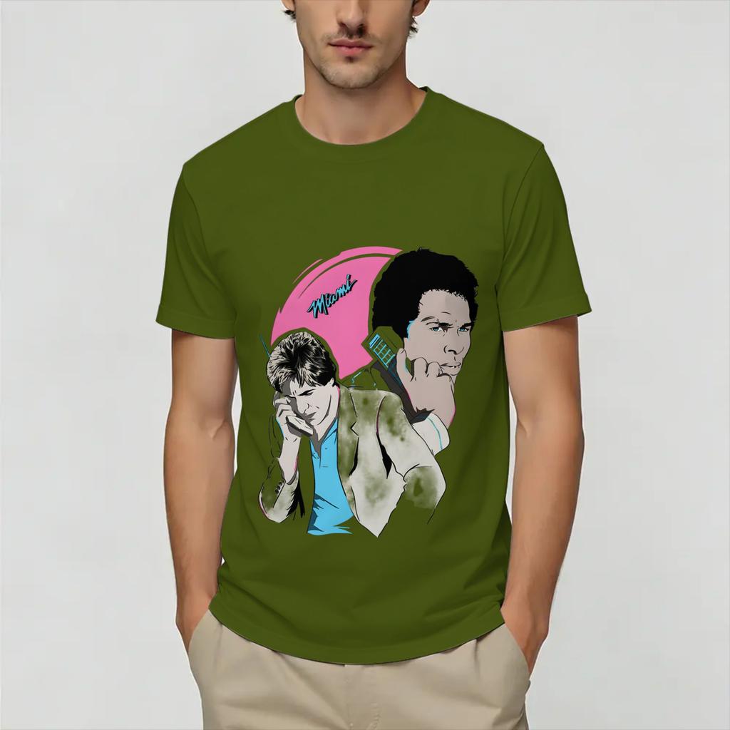 Vintage Miami Vices Unisex T-Shirt Lustige T-Shirts Kurzarm Rundhals T-Shirts 100% Baumwolle Erwachsenenkleidung