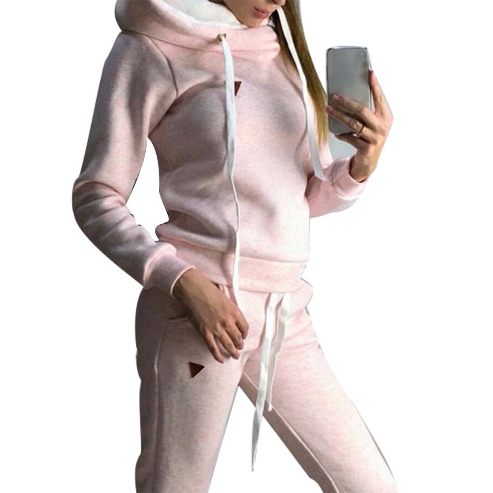 (S-5XL) Tuta da Jogging da Donna Taglie Forti 2 Pezzi Tute Monocolore Felpe con Cappuccio Foderate in Pile Set di Pantaloni