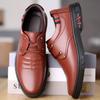 Comfortable Men's Leather Shoes Spring and Autumn Casual Breathable Men's Shoes Soft Sole Round Head Black Business Hotel Low Top Medium Shoes