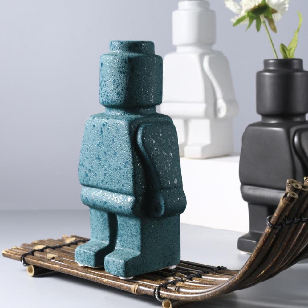 Robot Creative Vase Block Man Desk Decoration Nordic Style Ornament Vase Interior Decoration