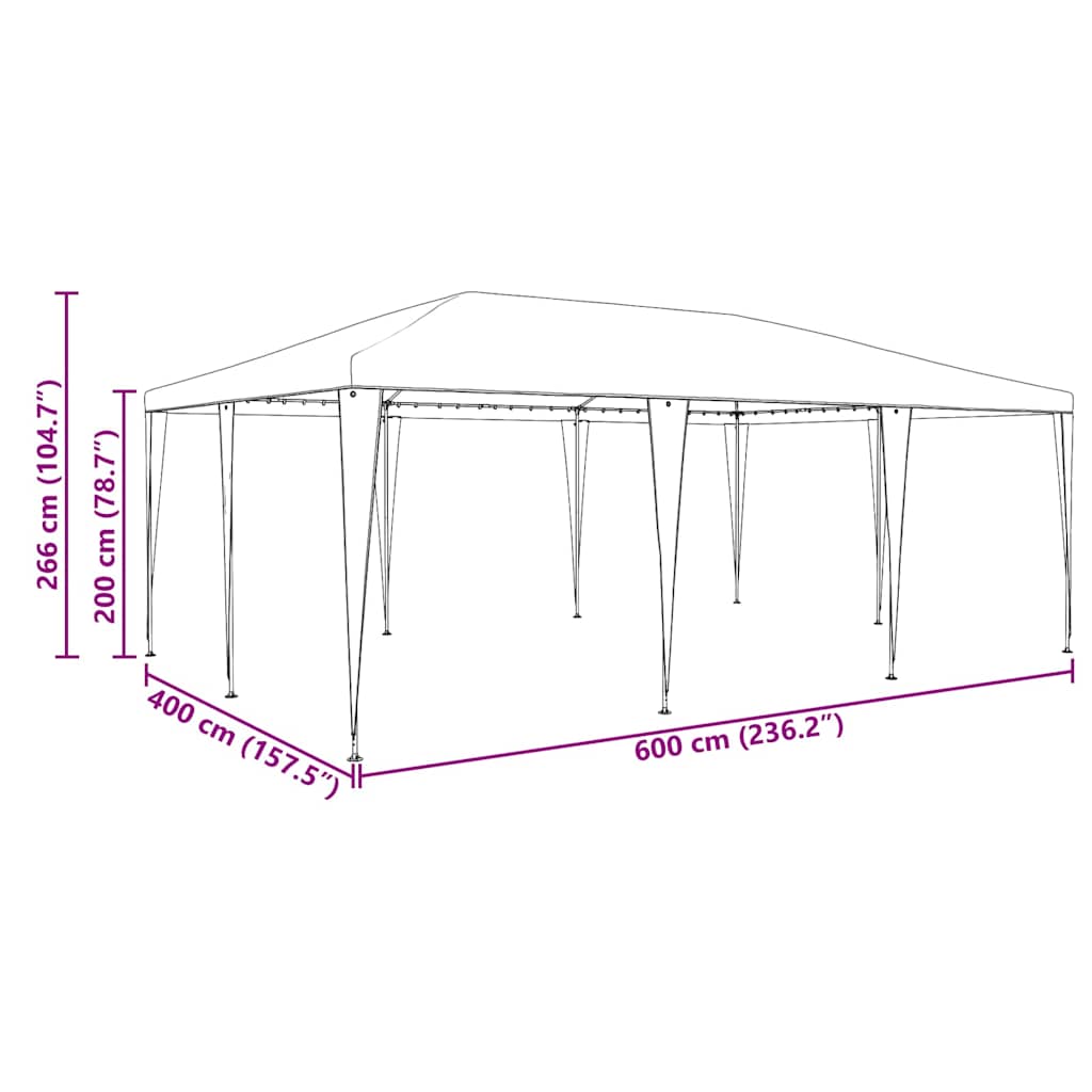 Party Tent Blue 600 X 400 X 266 Cm Polyethylene and Steel