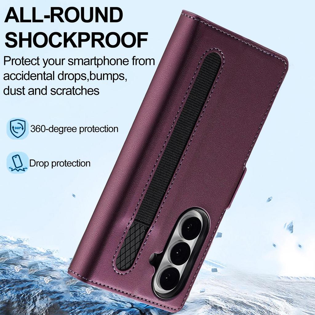 Compatible Galaxy Z Fold7/6/5/4 Leather Wallet Phone Case