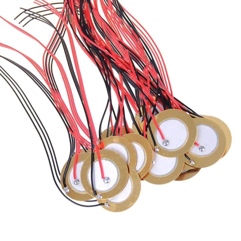 15Pcs Sound Sensor Wires Piezo Disc Transducer Prewired for Guitar Drum Triggers