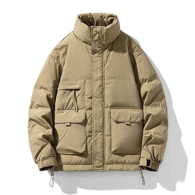 Mens Winter Hooded Puffer Jacket With White Duck Down 76-80% Fill Power 550 Loose Fit Long Length Casual Outdoor