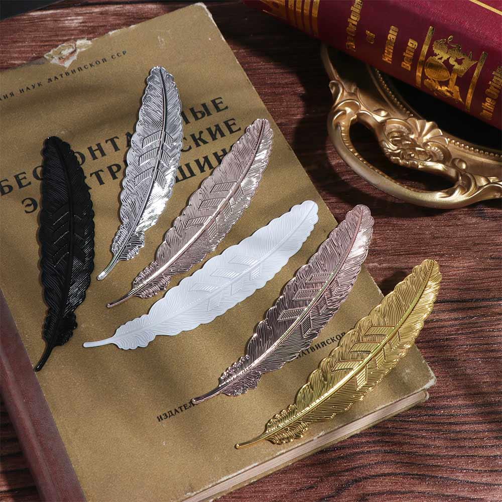 Ethnic Style Feather Pendants Bookmark Retro Bookmark Metal Feather Bookmark  Books Decorate