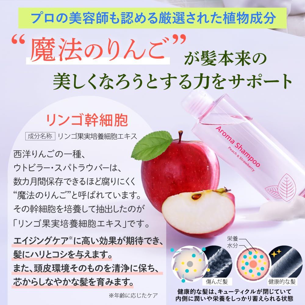 Salon EARTHEART Vegan Aroma Shampoo Treatment Set Green Apple Stem Made in Japan [Hair Original] & (Muscat & Apple) Cells,