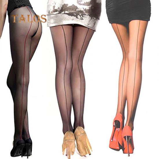 Sexy Women's Ultra Sheer Transparent Line Back Seam Tights Stockings Pantyhose For Female