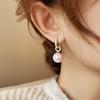 Advanced Geometric Round Micro Set Zircon Pink Pearl Pendant Earrings For Women 2026 Fashion Jewelry Accessories Girl’s Eardrop