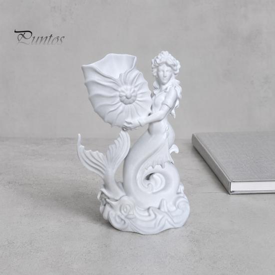Artistic Ocean Themed Vase 3D Printed Mermaid Conch Storage Ornament, Mini Decorative Shell Desktop Organizer Flowerpot, Creative for Home Office
