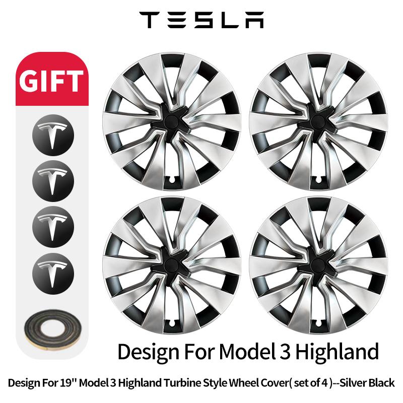 ALU1 4 шт. Дизайн колпака колеса 19 дюймов для Tesla Model 3 Highland (2023-2025) Замена Колпака Ступицы Автомобильный Колпак Ступицы Полный Колпак Колеса Tesla&2023-2025&Model3 Highland 19in