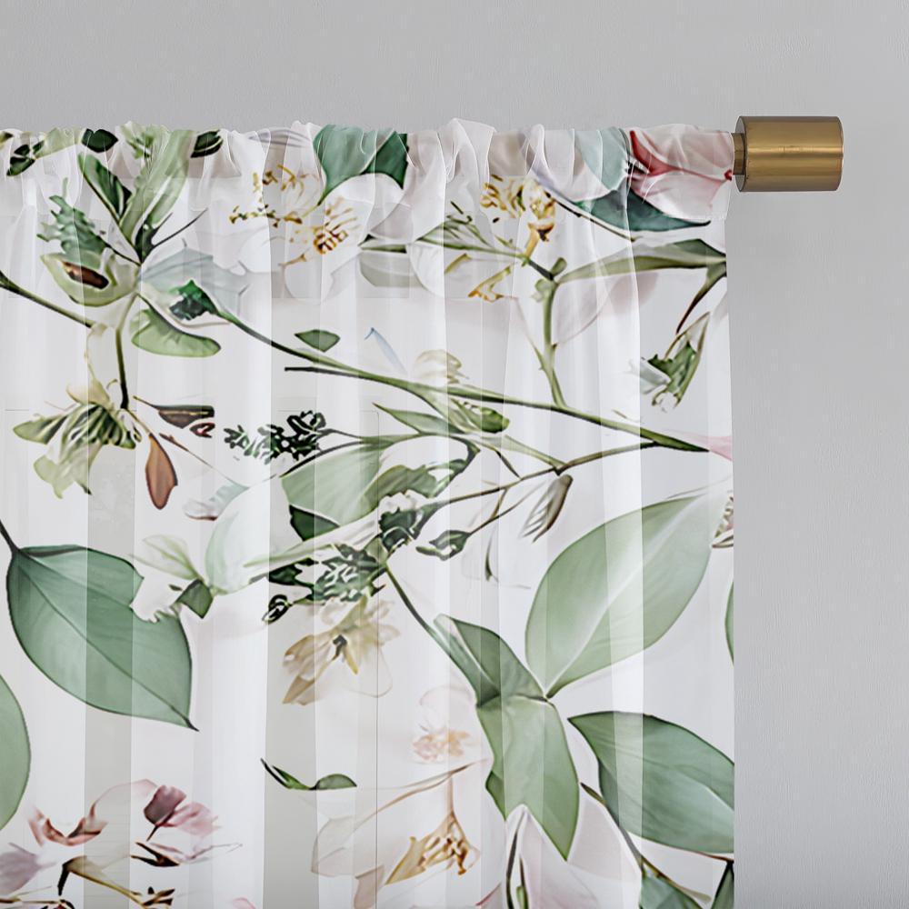 2 kusy HD digitální jednoduché motýlí květinové tištěné záclony domácí dekorace styl dekorativní obývací pokoj ložnice tyčové záclony