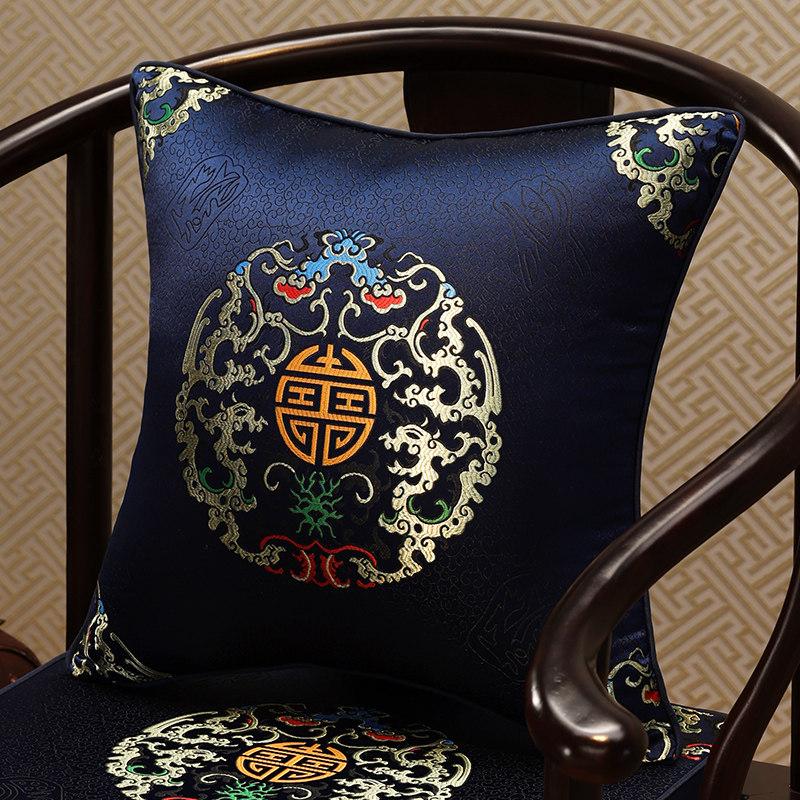 Chinese-Style Jacquard Square Pillow Cover Embroidered Lumbar Pillow Case Sofa Large Backrest Cover Hotel Office Home Decor