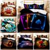 Cool Card Heart Plum Blossom Black Quilt Cover Three-Piece 3D Digital Printing Abrasive Bedding