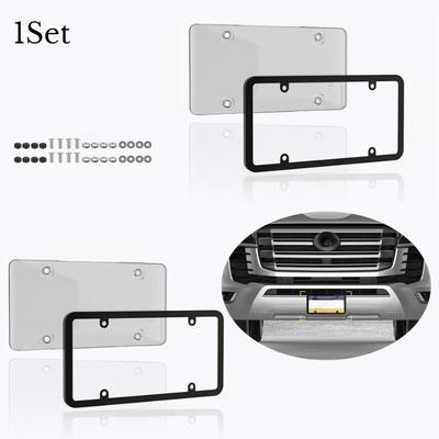 1Set Cross Border Modification of US Standard License Plate Frame, Transparent License Plate Frame, Plastic Metal