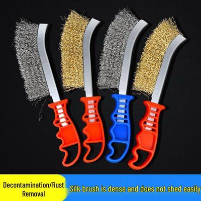 Stainless Steel Wire Brush with Handle - Copper-Plated Iron Brush for Rust Removal and Barbecue Cleaning