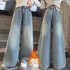 Children's Winter Fleece Lined Wide Leg Jeans for Girls