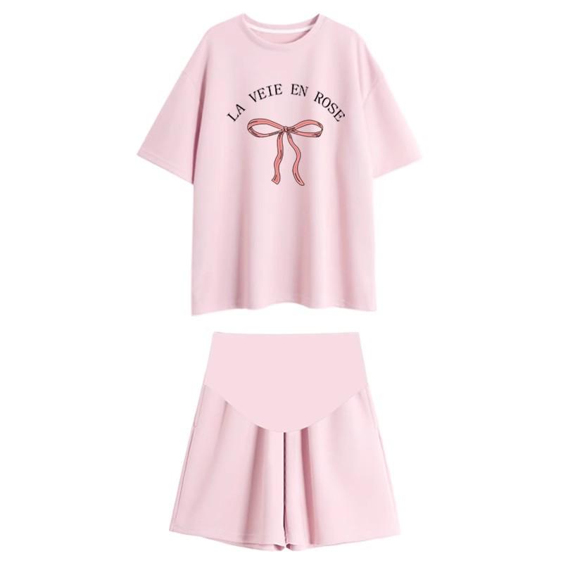 2026 Summer Maternity Loungewear Set: Fashionable Printed Top & Shorts XXL [145-160 lbs]