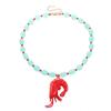 Bohemian Mint Green Beaded Red Lobster Pendant Necklace for Women