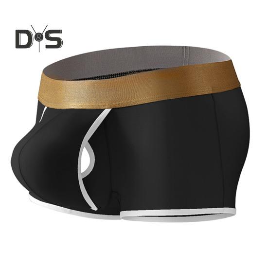 Men Boxer Underwear Mid-rise Elastic Waist U-Convex Shorts Briefs Solid Color Breathable Smooth Lines Quick Drying Panties