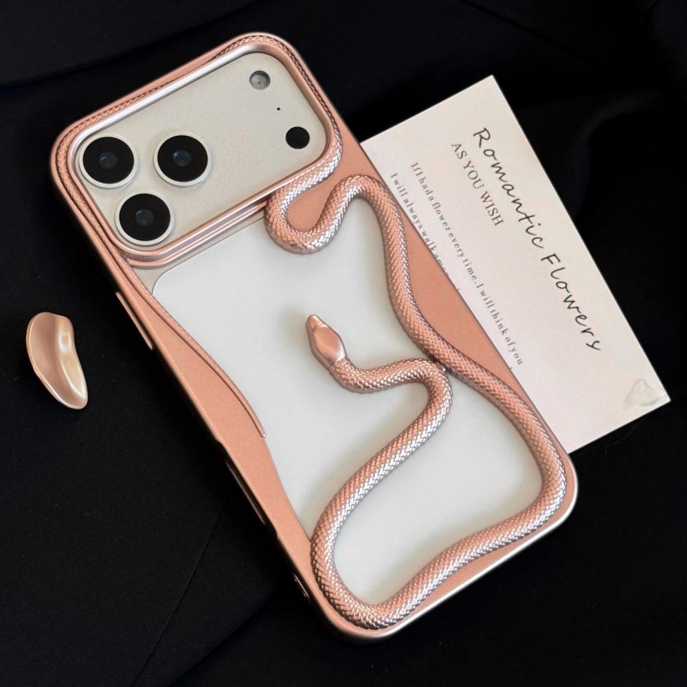 Luxury Large Hollow Electroplated Snake Case for For Iphone 17 16 15 14 13 12 11 Pro Max Plus Plating Armor Cooling 3D Phone Cover