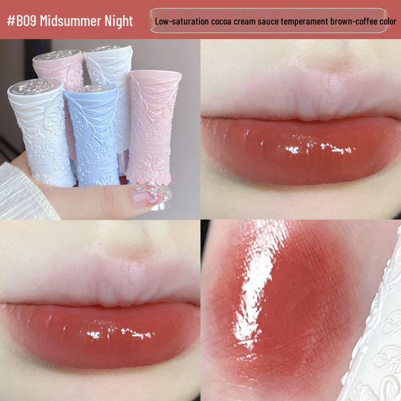 Flower Knows Swan Ballet Lip Glaze: Mirror Finish, Non-Transfer, Watery Light, Nude Lipstick for Women.