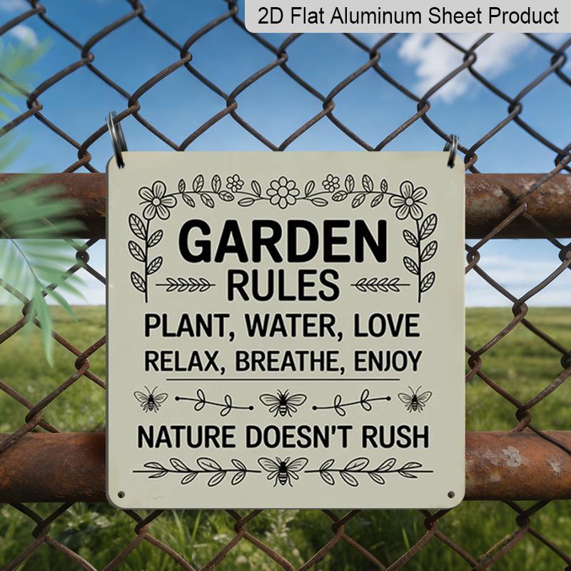 

2D Flat 1pc, Vintage Metal Aluminum Sign, Outdoor Plaque and Wall Decoration, Garden Rules Sign, Courtyard Decoration, Living Room Decoration, Study 20*20cm