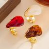 Stylish Ombres Irregular Rings Earrings Set Resin Alloy Texture Fashion Accessory Suitable for Fashion Lady Women Present