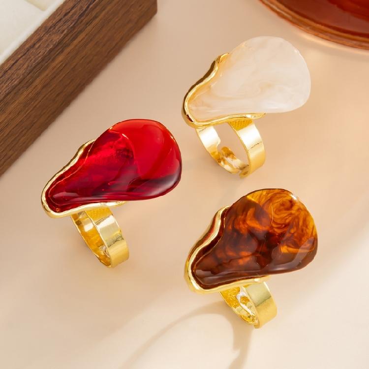 Stylish Ombres Irregular Rings Earrings Set Resin Alloy Texture Fashion Accessory Suitable for Fashion Lady Women Present