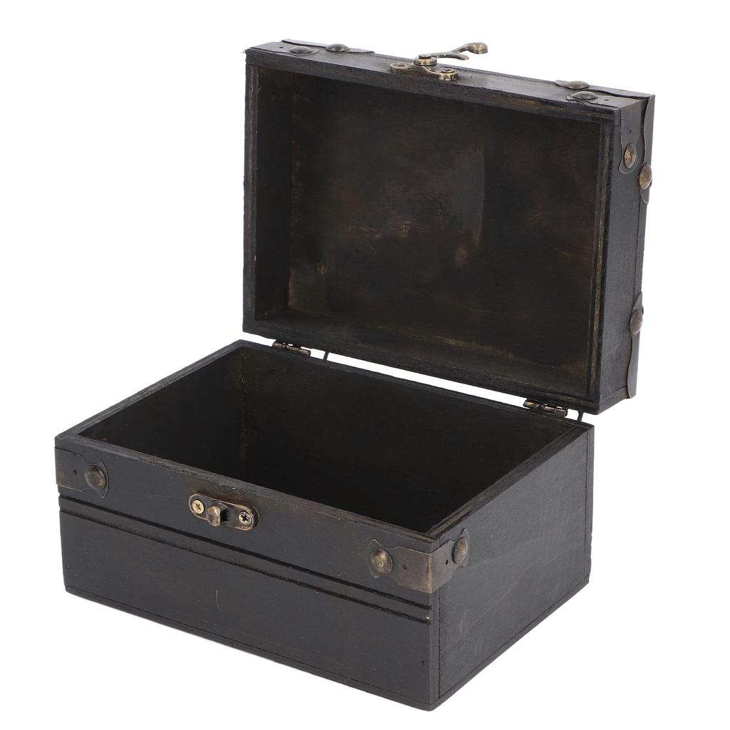 Vintage Wooden Jewelry Storage Box Treasure Chest Case Trinket Box Desk Decoration for Storing Necklace Rings Earrings