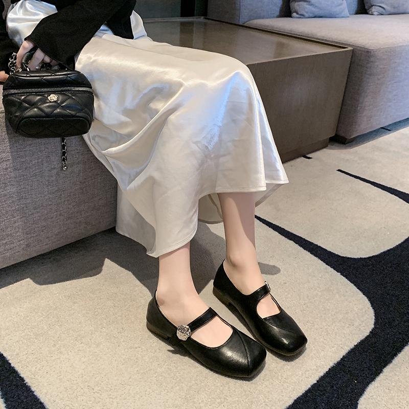 Mode Neue Retro Bao Zehen Eckige Zehen Pumps für Damen Elegante Riemen Niedrige Absatzpumps Damen Frühling Leichtgewichtige PU-Lederschuhe Mujer