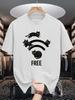 Humorous Black Cat Wifi Signal Graphic Unisexs Crew Neck T Shirt Cute Pet Cartoon Print Short Sleeve Casual Cotton Daily Street Top