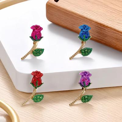 Plant Flower Pin Corsage Versatile Temperament High-End Color Rose Brooch Niche Clothes Accessories