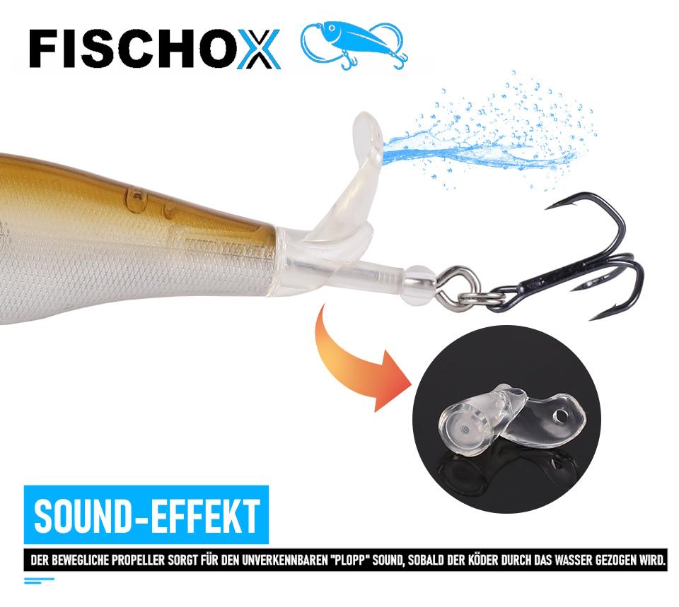 FISCHOX Fish Bait Propeller Top Bait Plopper Pike Perch Zander Trout 3-pack
