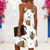 Women Plus Size Criss Cross Cutout Neck Sleeveless White Leopard Pear Printed Fitted Dress