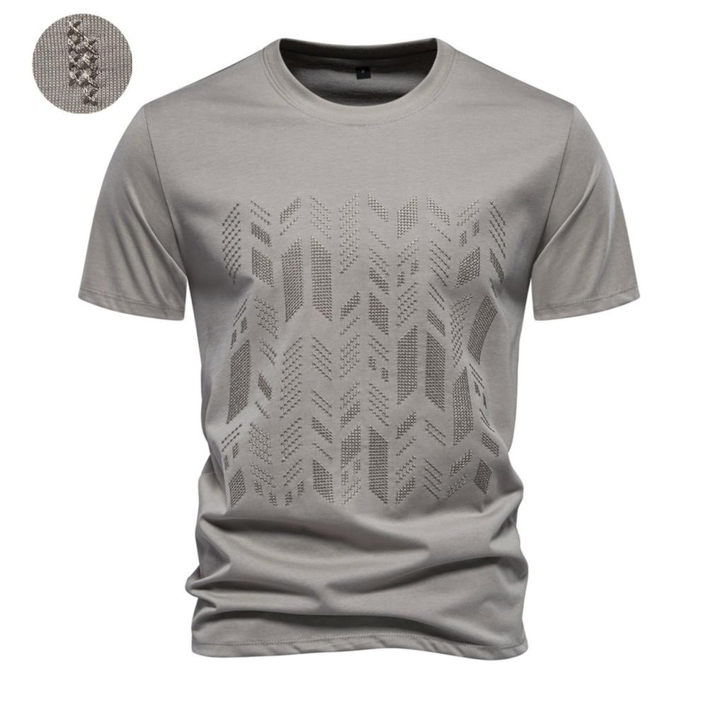 Spring And Summer New Foreign Trade European Size Embroidery Slim-Fitting Short-Sleeved Casual Men'S Trend High-Quality T-Shirt